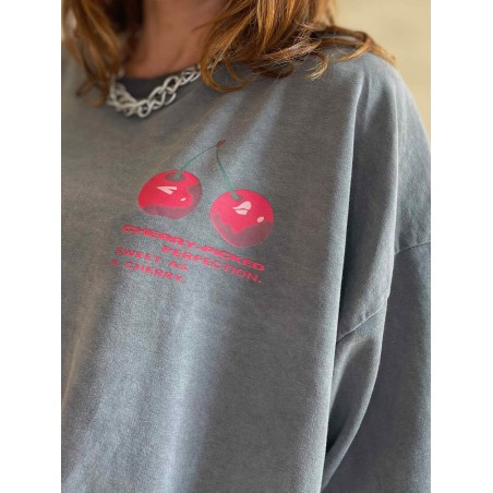 Sweat cerises gris chiné