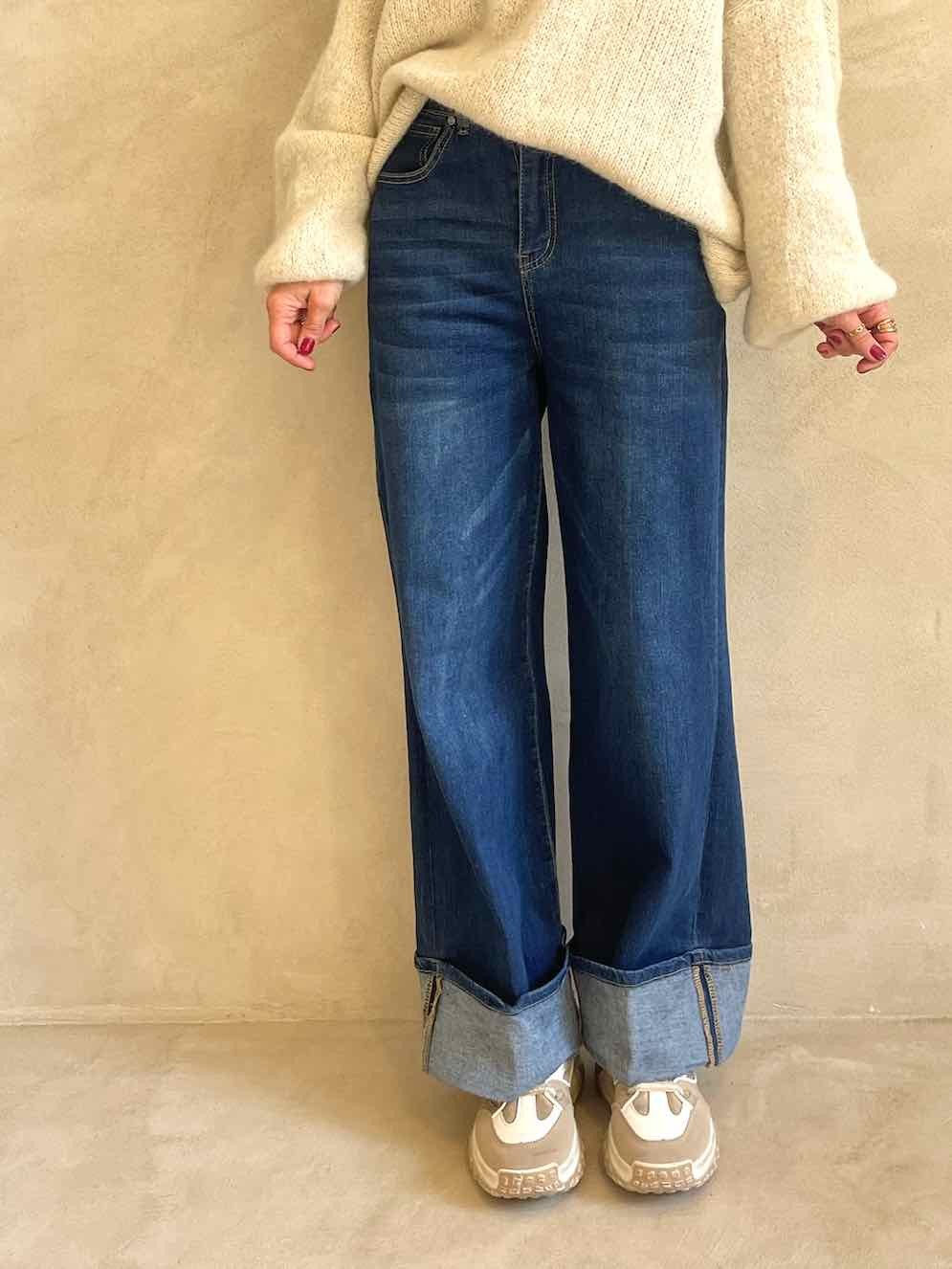 Jean flare denim ourlet