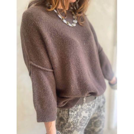 Pull alpaga col rond couture