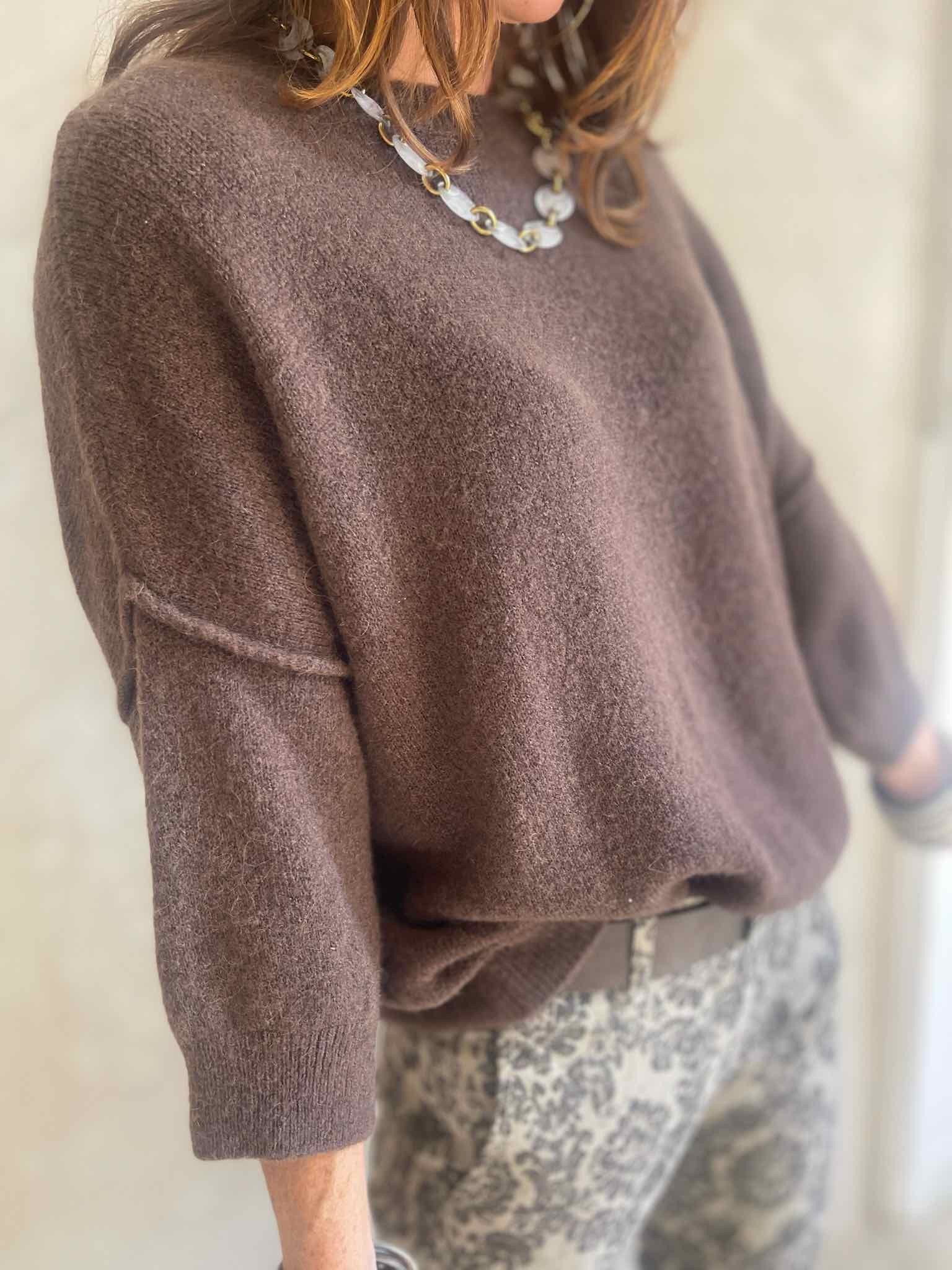 Pull alpaga col rond couture