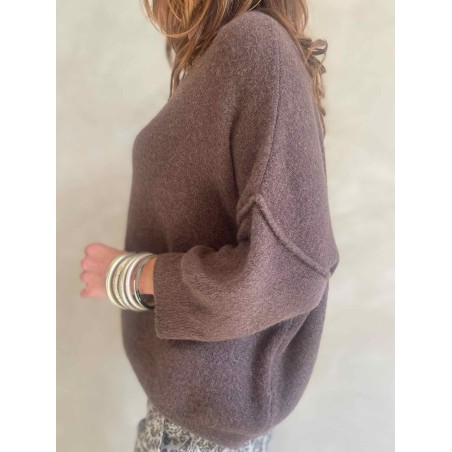 Pull alpaga col rond couture