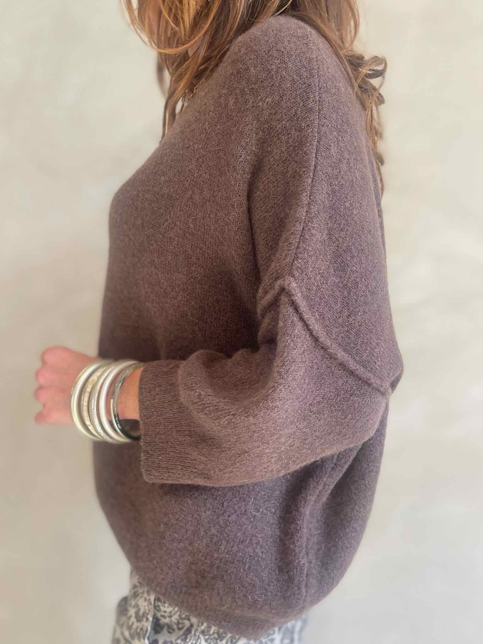 Pull alpaga col rond couture