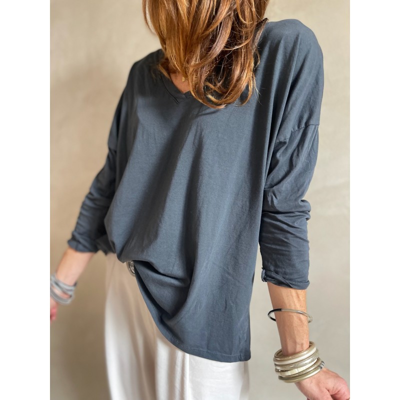 Top coton gris