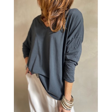 Top coton gris