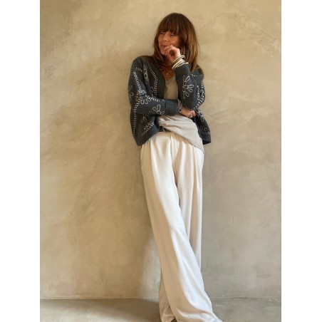 Pantalon flare beige