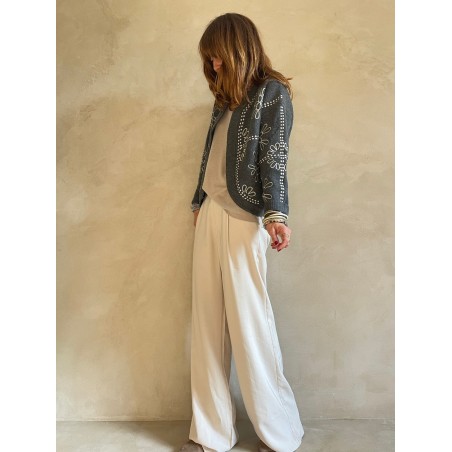 Pantalon flare beige