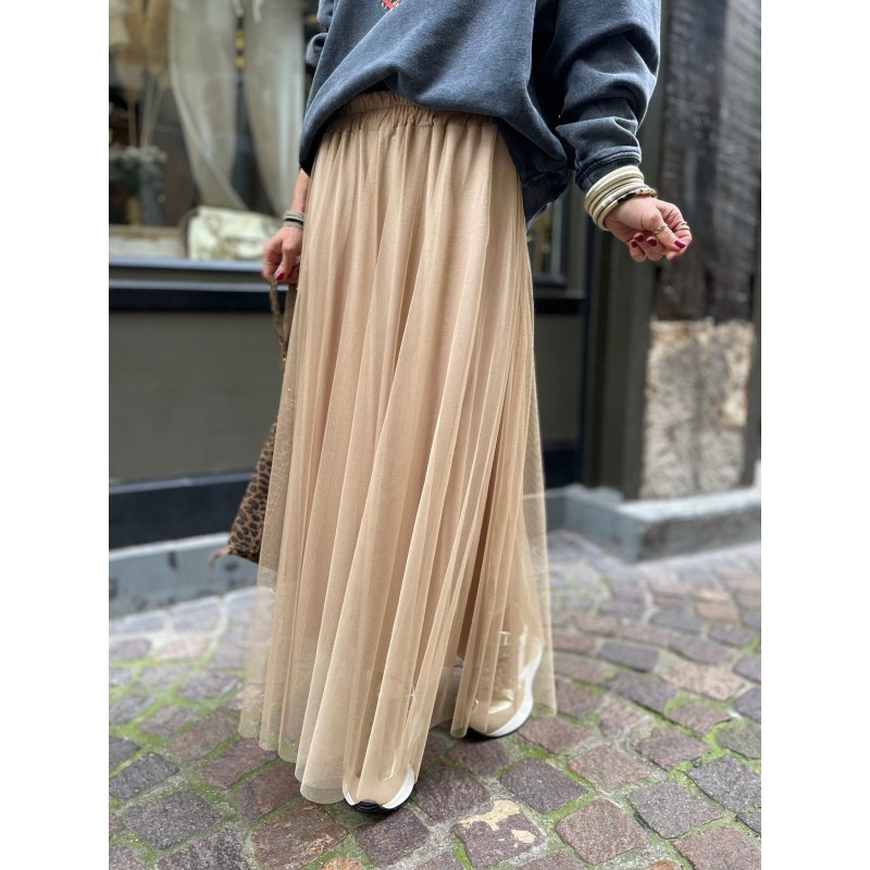 Jupe tulle camel