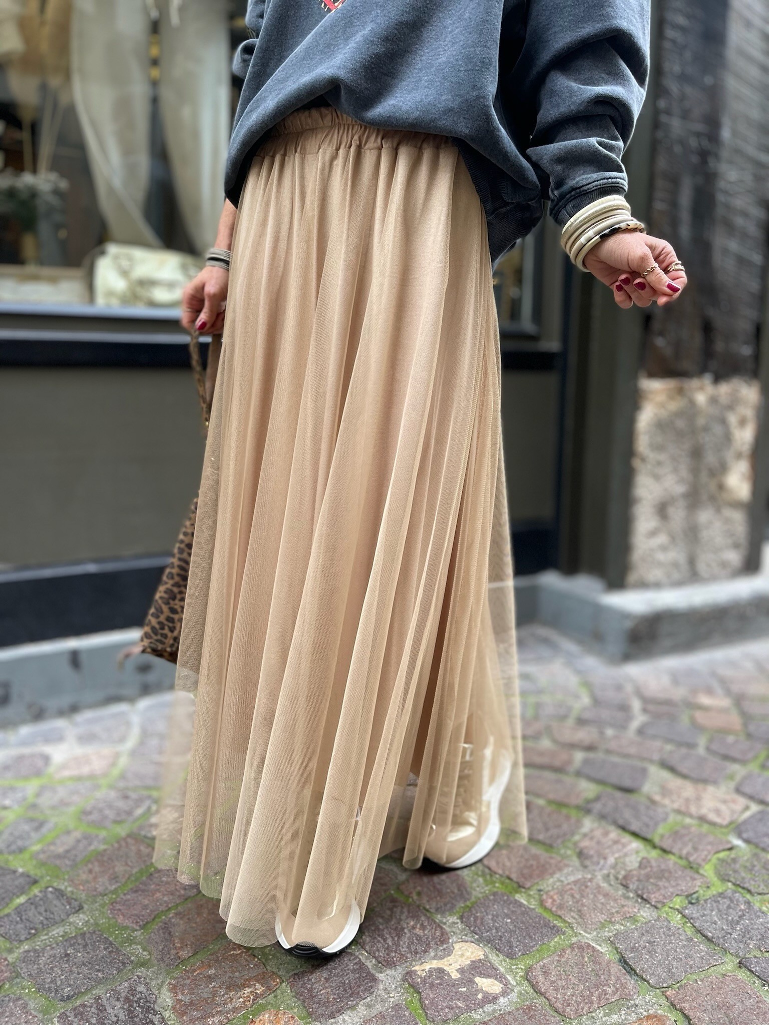 Jupe tulle camel