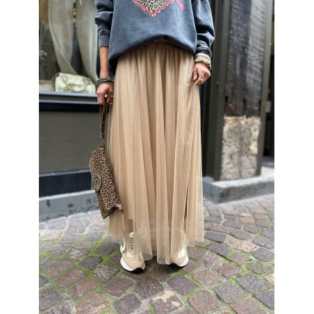 Jupe tulle camel