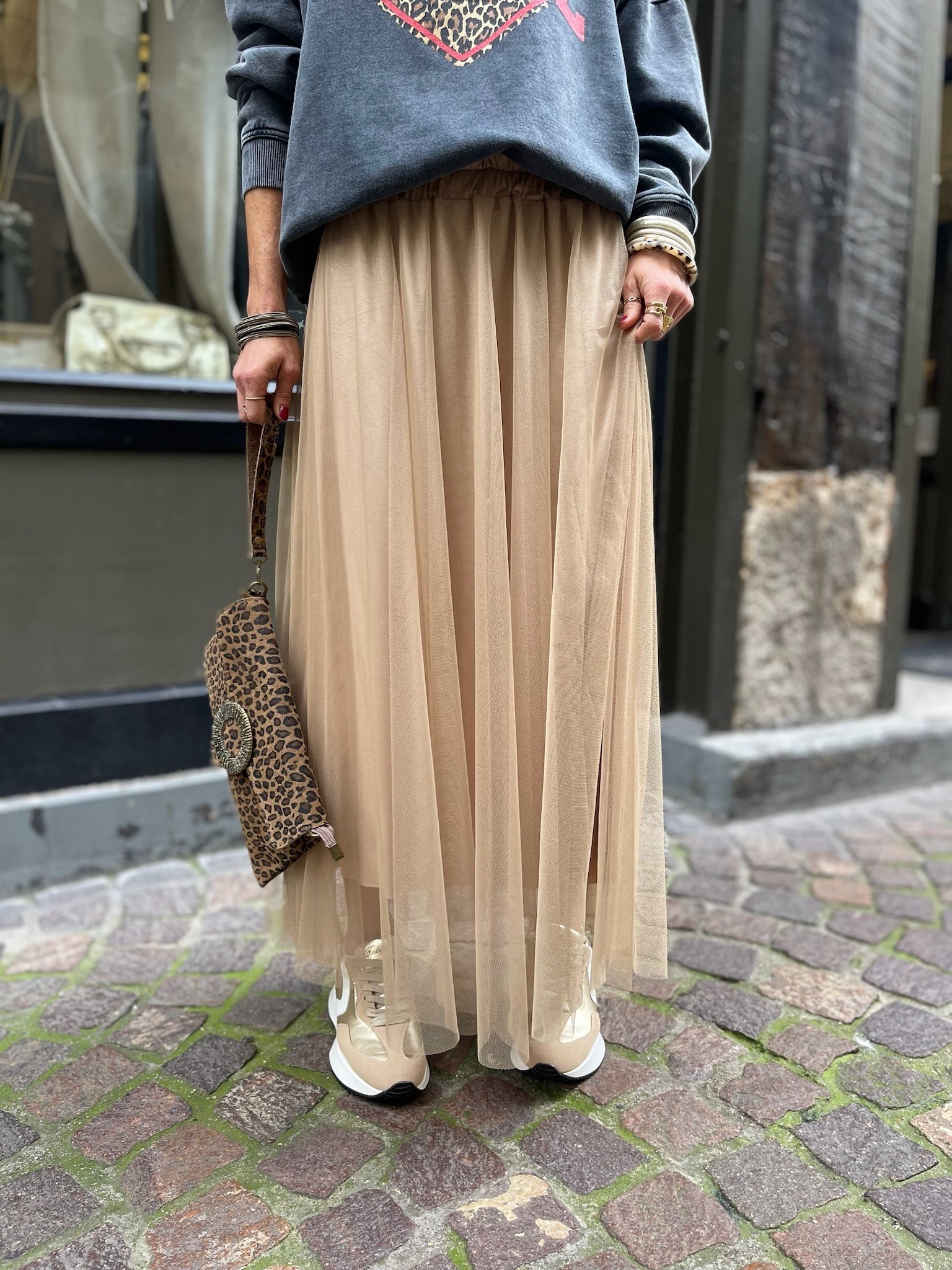 Jupe tulle camel