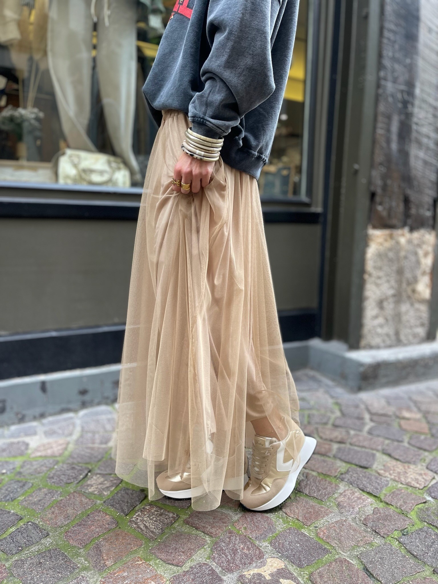 Jupe tulle camel