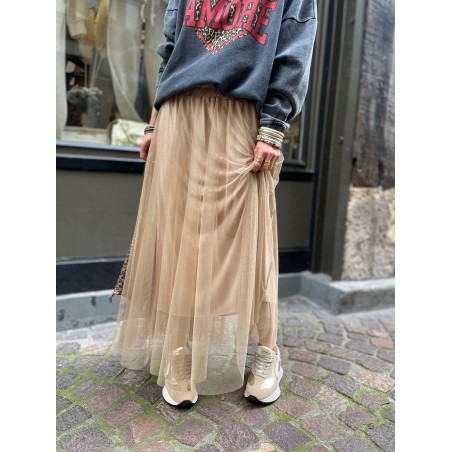 Jupe tulle camel