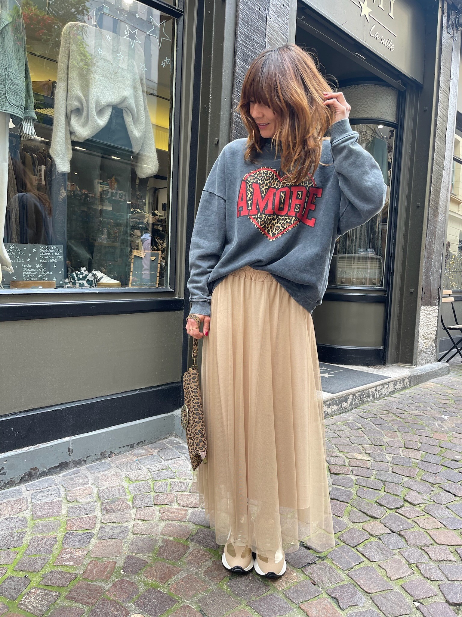 Jupe tulle camel