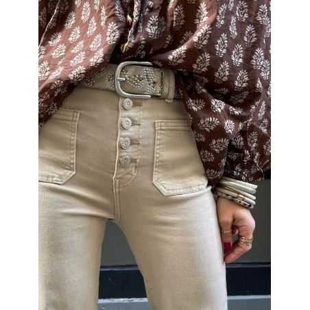 Jean flare poches beige