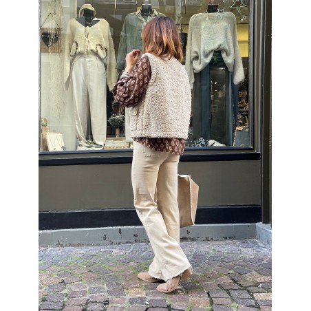 Jean flare poches beige