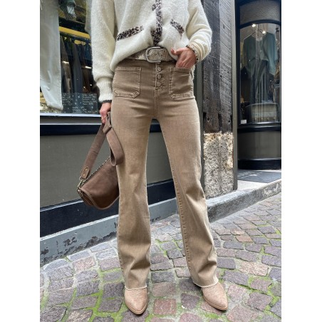 Jean flare poches camel