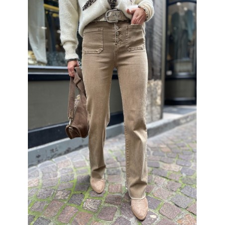 Jean flare poches camel