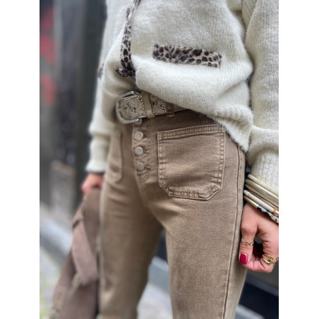 Jean flare poches camel