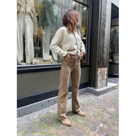 Jean flare poches camel