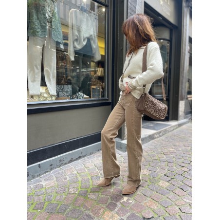 Jean flare poches camel