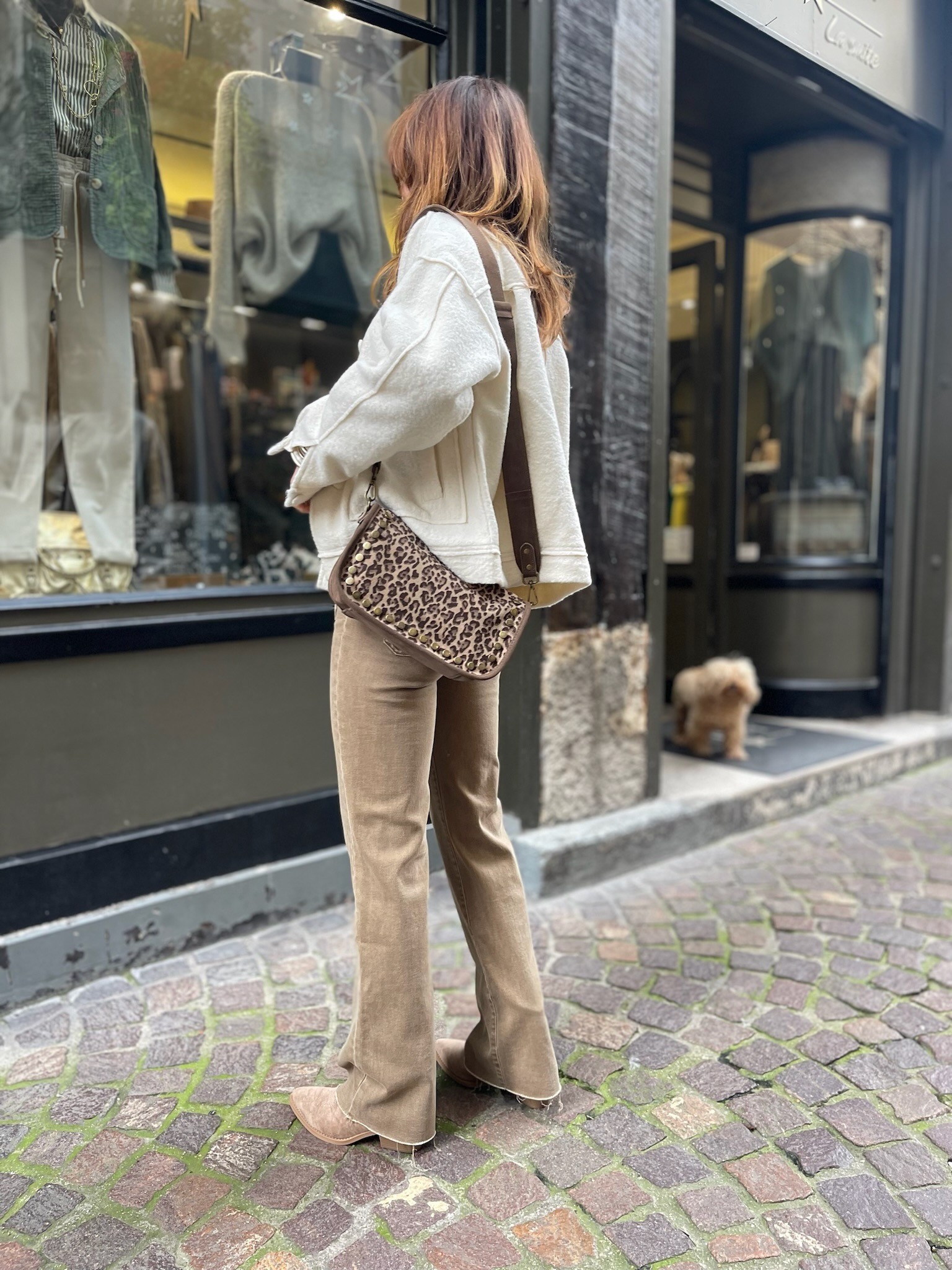 Jean flare poches camel