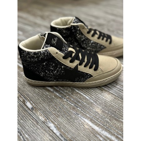 Baskets hautes paillettes noires