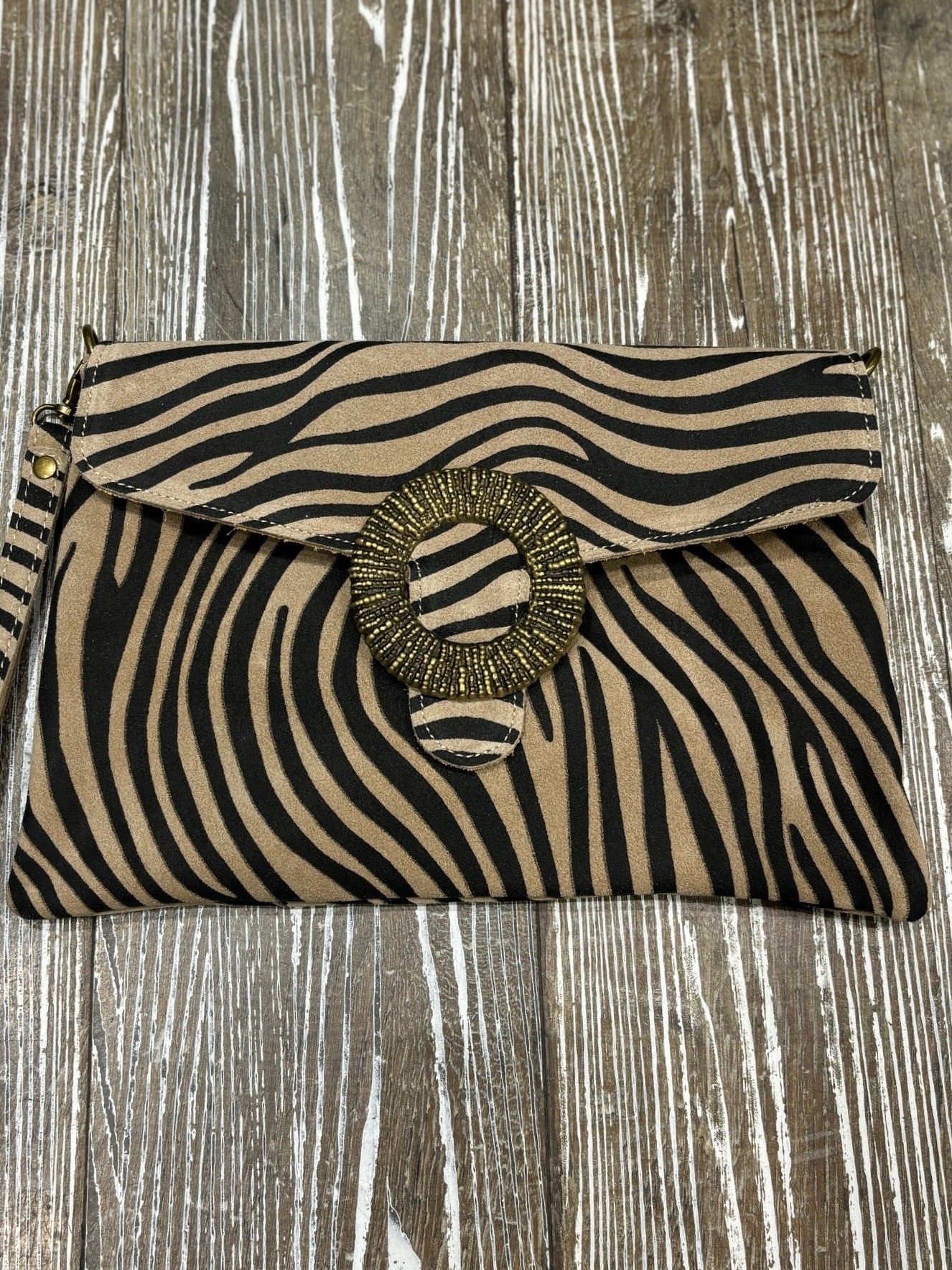 Pochette zèbre beige