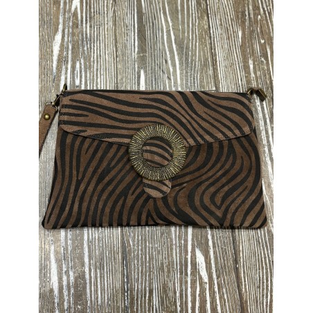 Pochette zèbre camel