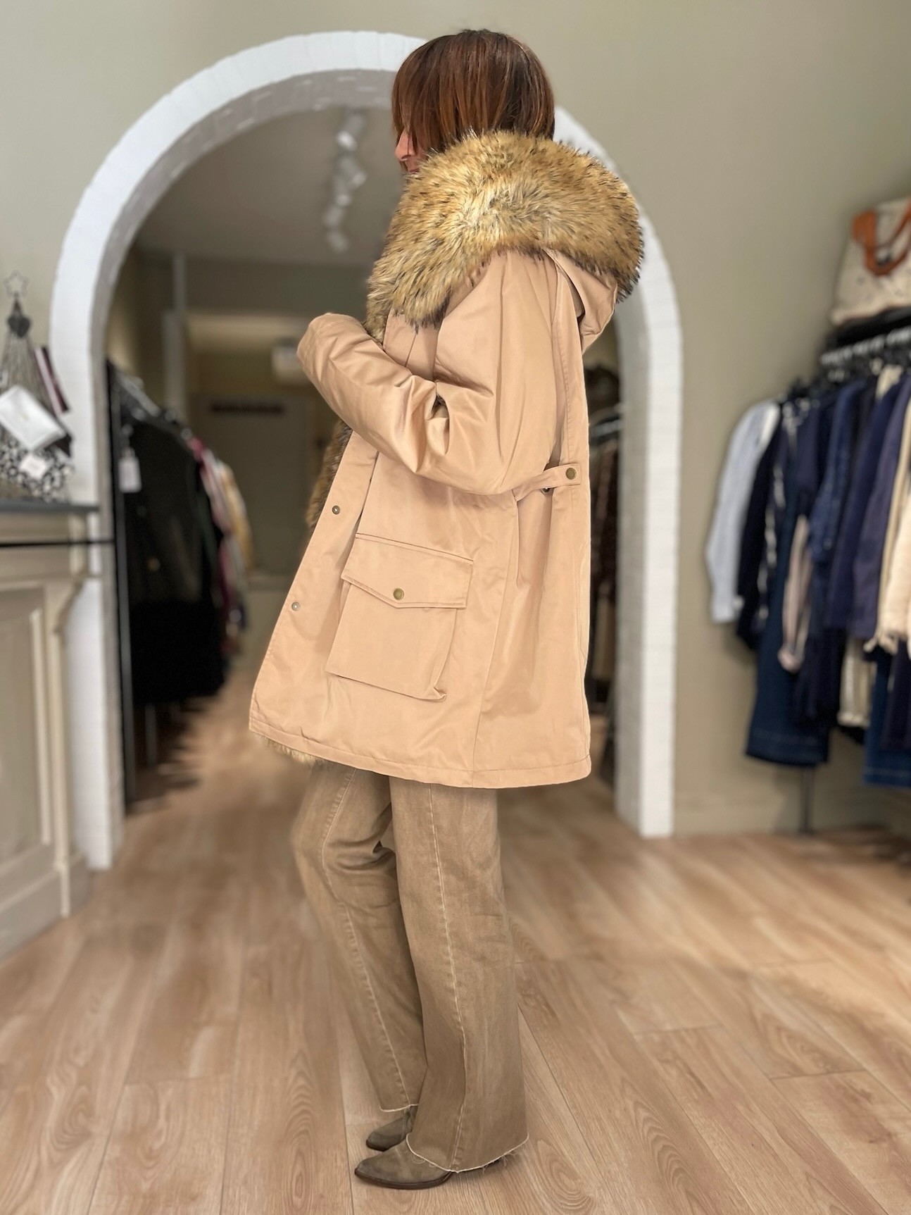 Parka courte camel