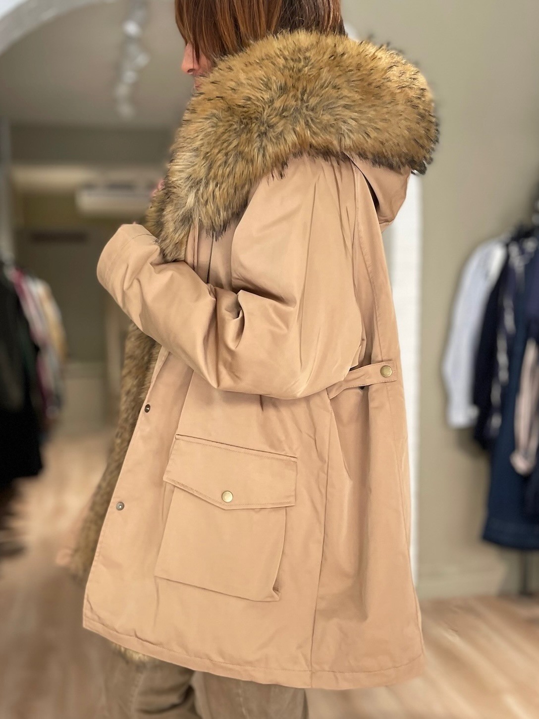 Parka courte camel