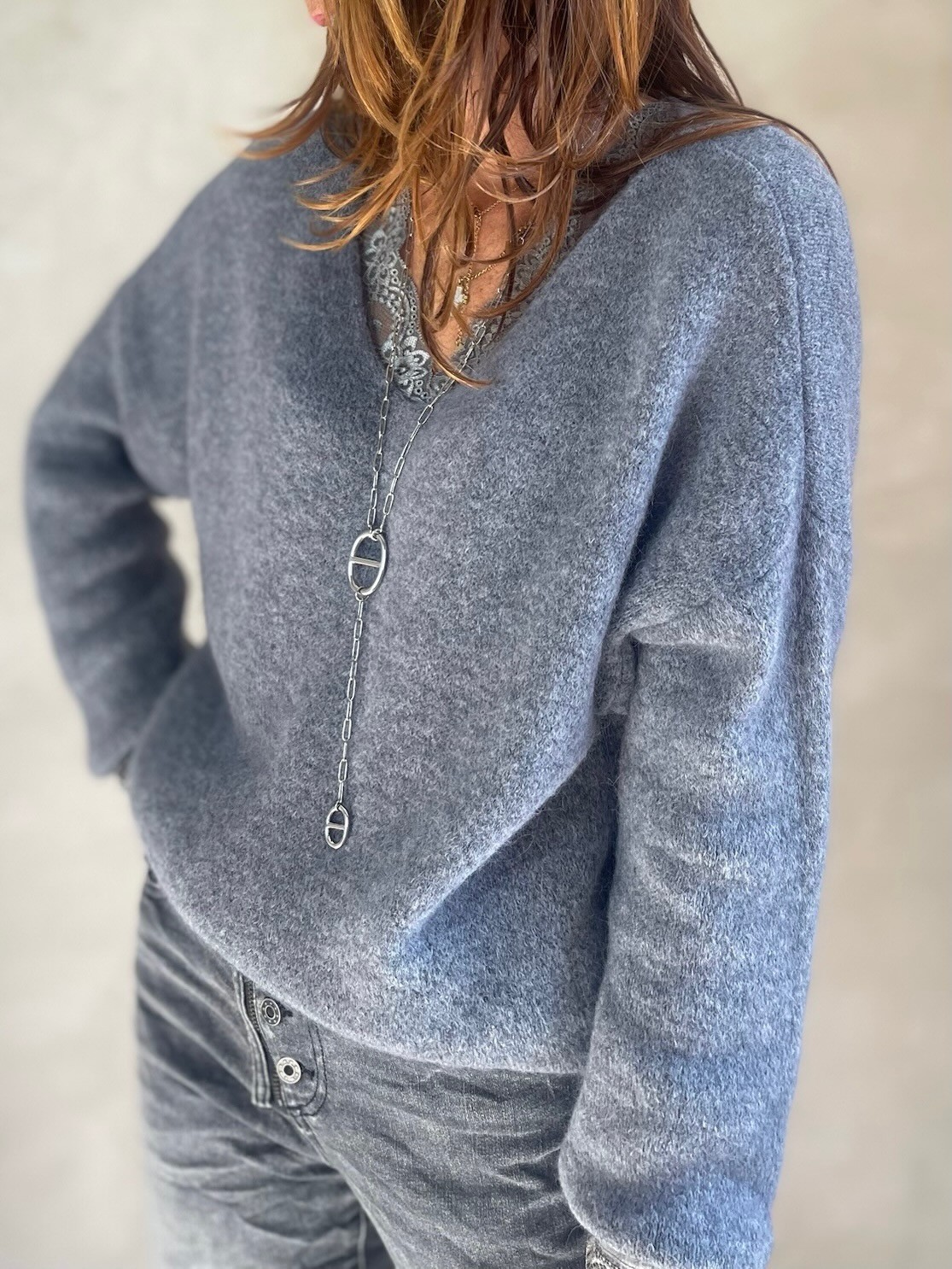 Pull alpaga gris