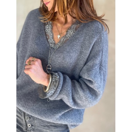 Pull alpaga gris