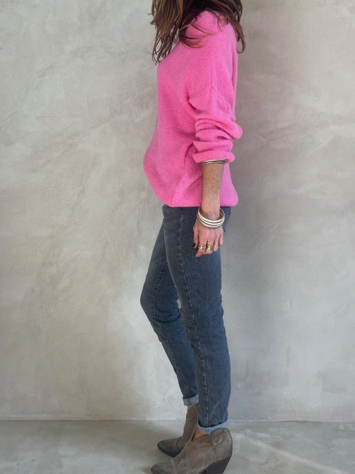 Pull alpaga rose