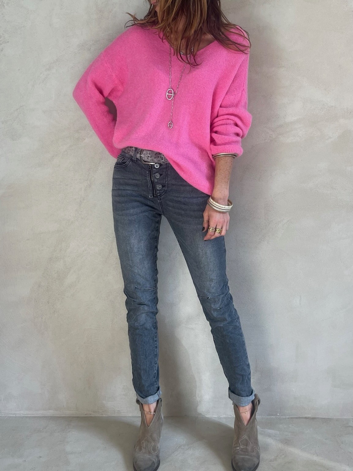 Pull alpaga rose