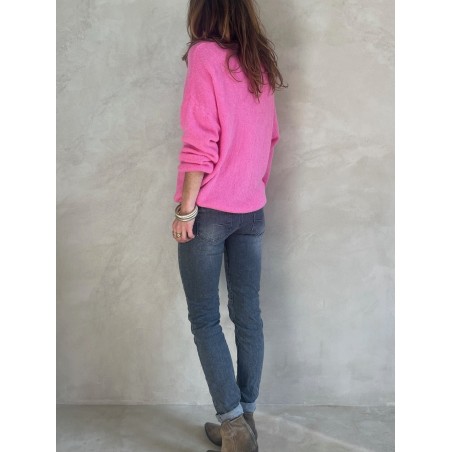 Pull alpaga rose