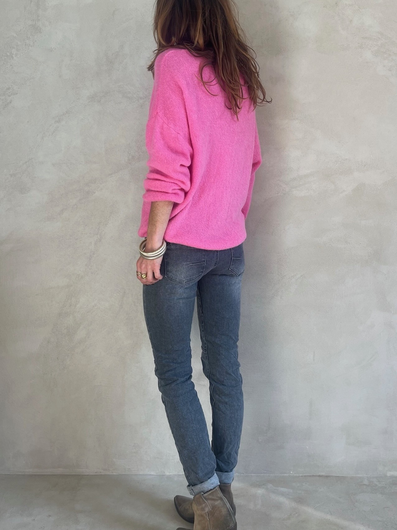 Pull alpaga rose