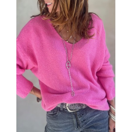 Pull alpaga rose