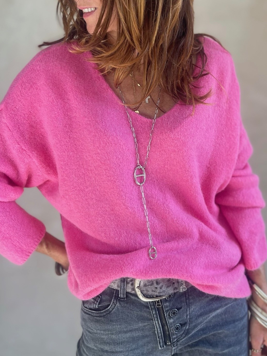 Pull alpaga rose