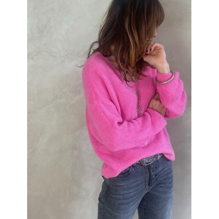 Pull alpaga rose