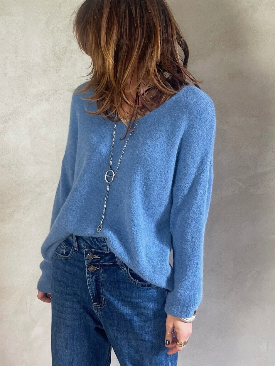 Pull alpaga bleu