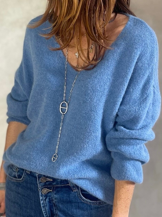 Pull alpaga bleu