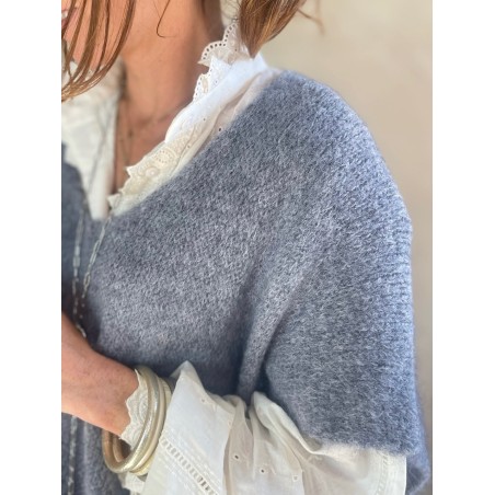 Pull manches courtes gris