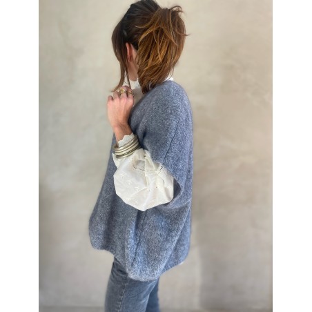 Pull manches courtes gris