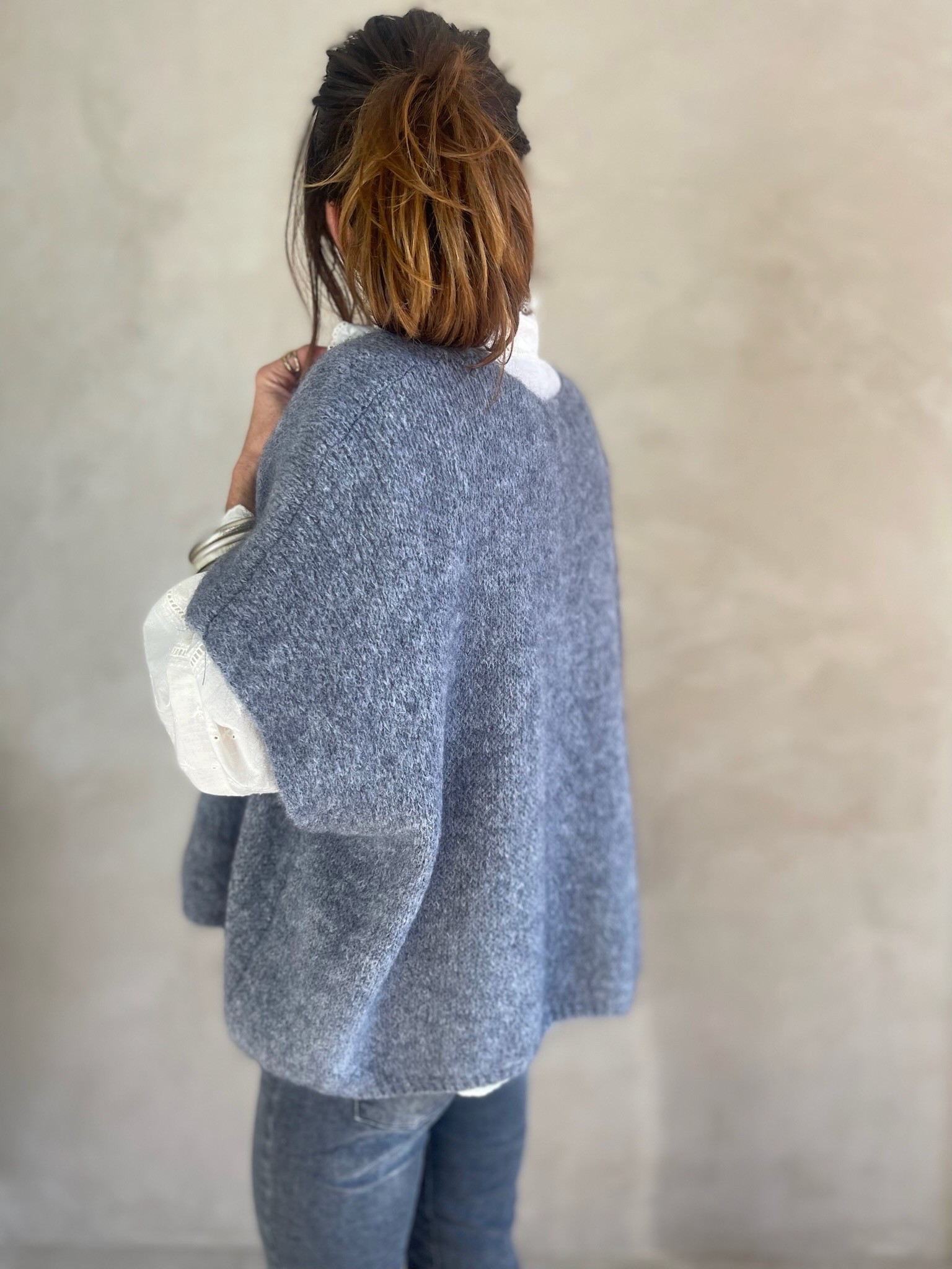 Pull manches courtes gris