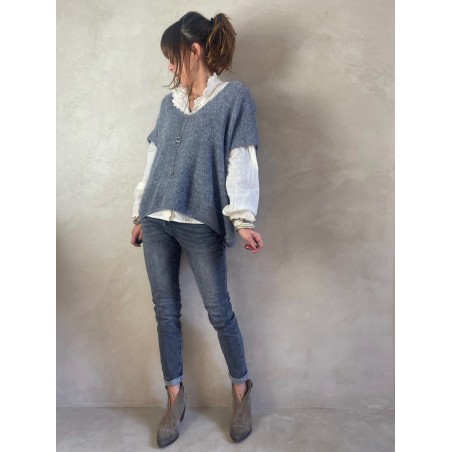 Pull manches courtes gris