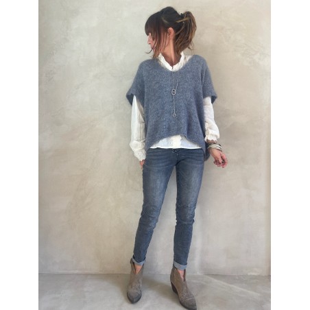 Pull manches courtes gris