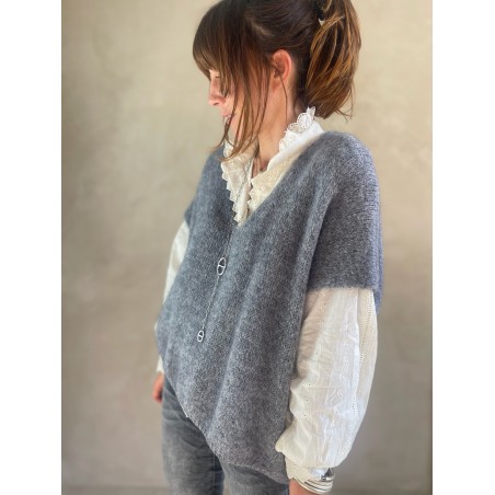 Pull manches courtes gris