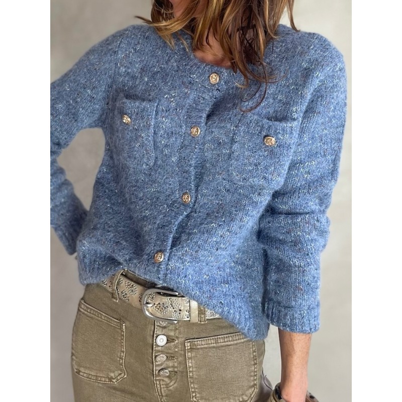 Gilet bleu chiné