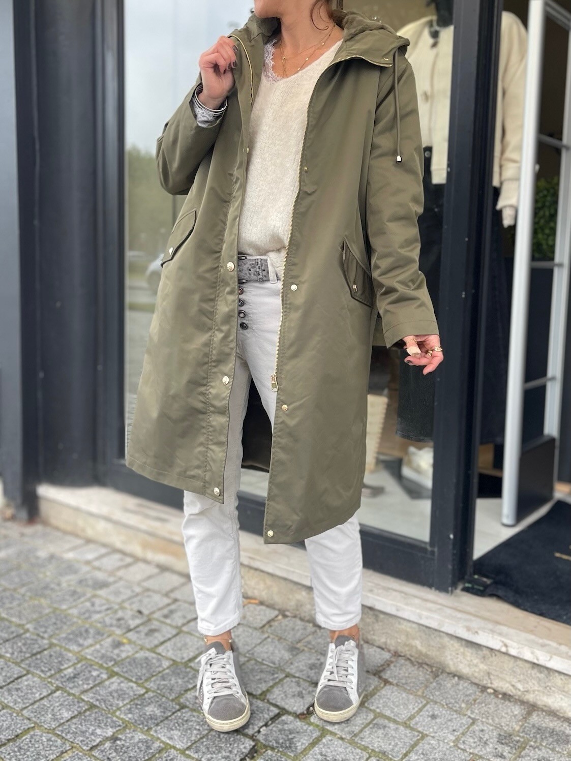 Manteau long kaki