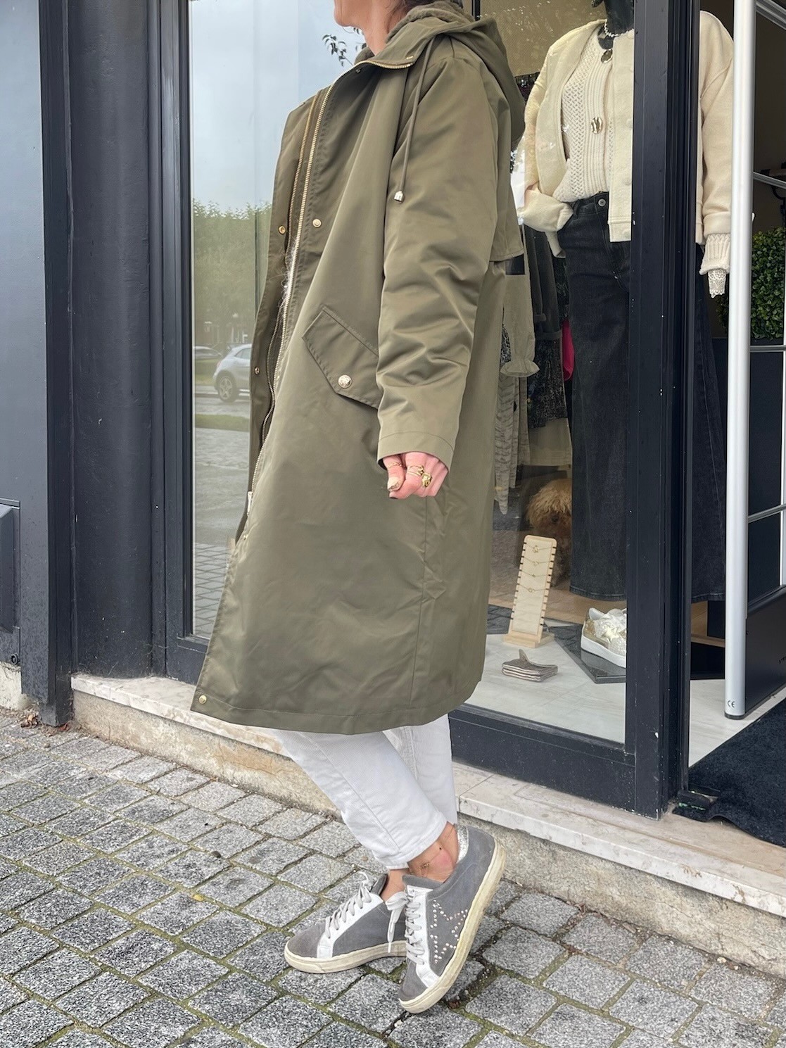 Manteau long kaki